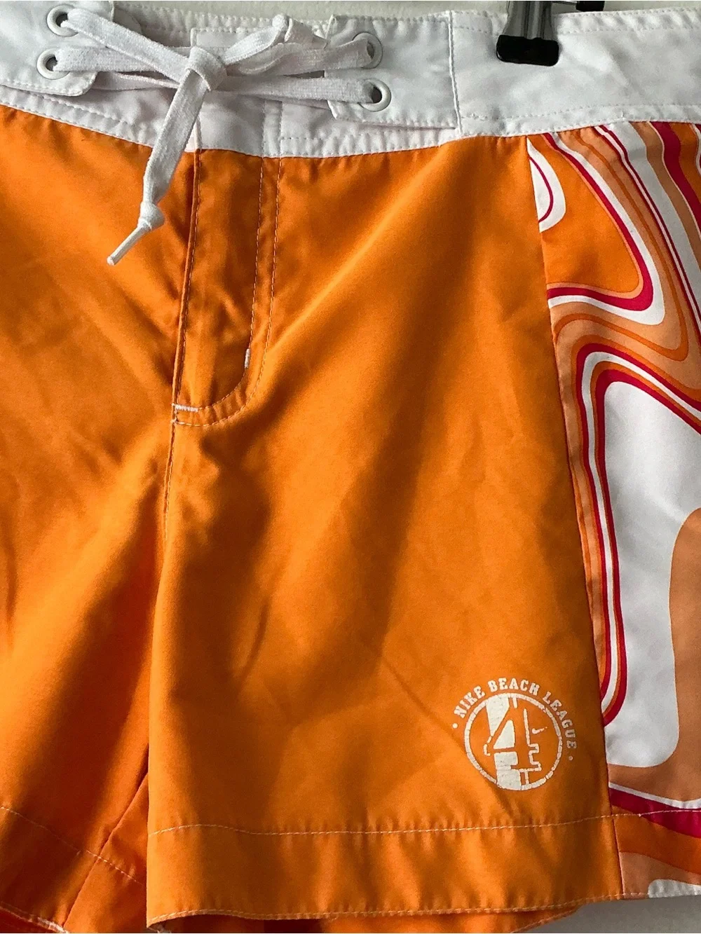 Nike Beach League Women's Swim Board Shorts Size Small 4-6 Orange Abstract